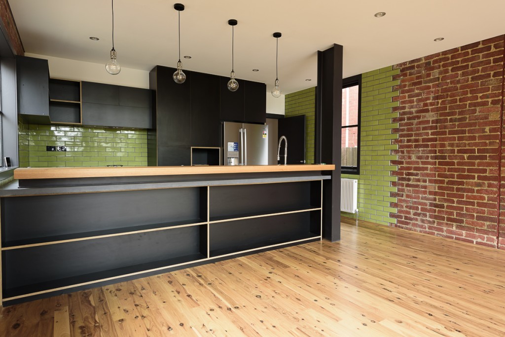 Kitchen showing stitching of brickwork