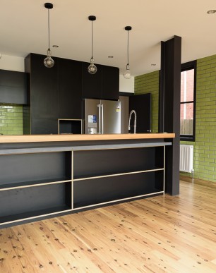 Kitchen showing stitching of brickwork